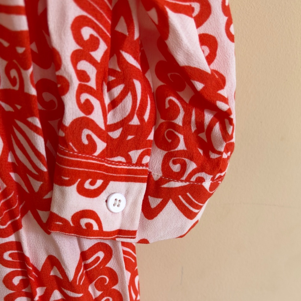 NWT Anthropologie Mare Mare Lynda Tiered Maxi Dress Red Orange Geometric Print L - Picture 5 of 14